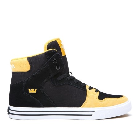 Supra Vaider Mens High Tops Shoes Black/Yellow UK 76CQP